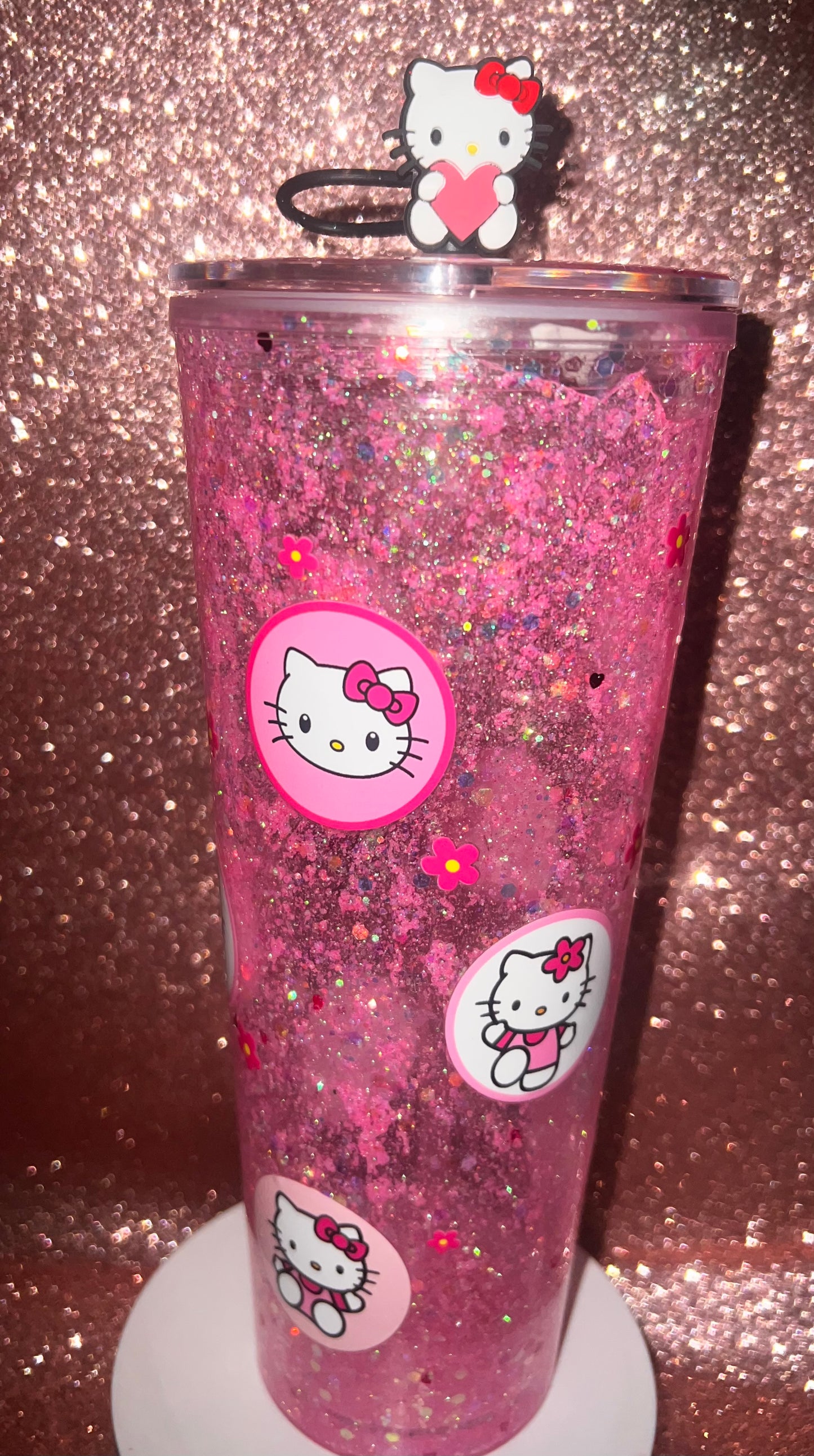 Glitter globe glass tumbler 16oz