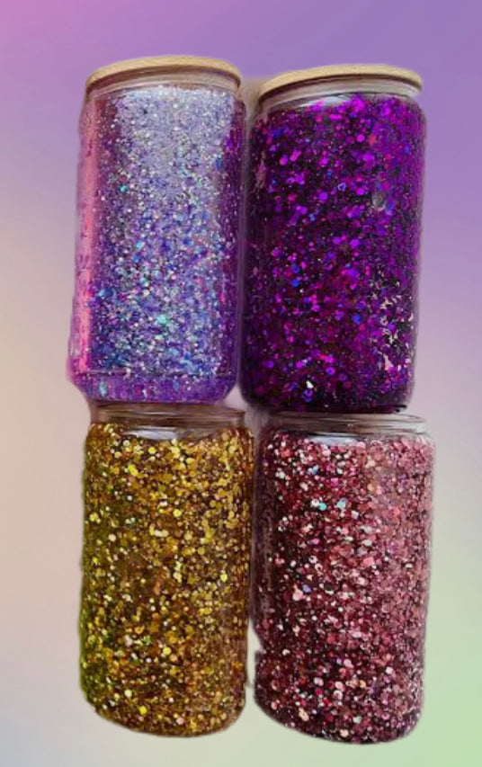 Glitter globe glass tumbler 16oz